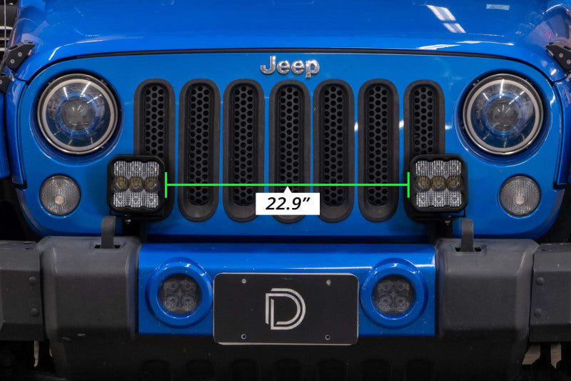 Diode Dynamics 07-18 Jeep JK Wrangler SS5 Bumper LED Pod Light Kit - Yellow Pro Driving