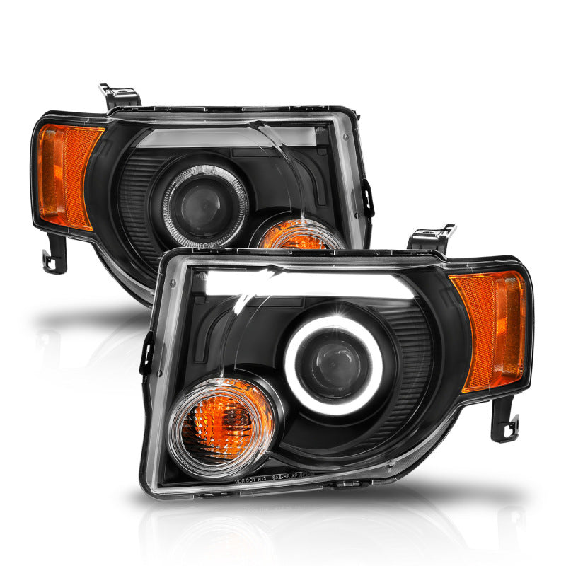 ANZO 2008-2012 Ford Escape Projector Headlights w/ Halo Black