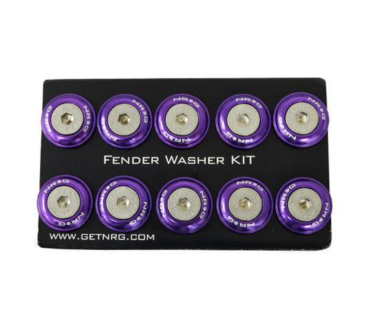 NRG Fender Washer Kit w/Rivets For Plastic (Purple) - Set of 10