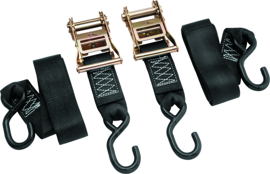 BikeMaster 2x84in Ratchet Tiedown Pair - Black