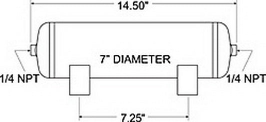 Firestone Air Tank 2 Gallon 7in. x 14.5in. (2) 1/4in. NPT Ports 150 PSI Max - Black (WR17609126)