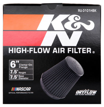 K&N Universal Rubber Filter Round Tapered 6in Flange ID x 7.5in Base OD x 5.25in Top OD x 8in Height