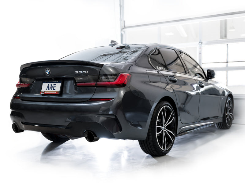 AWE 19-23 BMW 330i / 21-23 BMW 430i Base G2X Track Edition Axle Back Exhaust - Diamond Black - Precision R