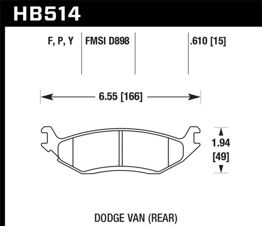 Hawk 03 Dodge Ram 1500 Van LTS Street Rear Brake Pads