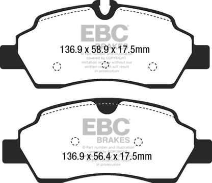 EBC 2015+ Ford Transit 150 SRW Yellowstuff Rear Brake Pads