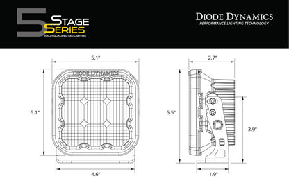 Diode Dynamics SS5 LED Pod Sport - Yellow Spot (Pair)