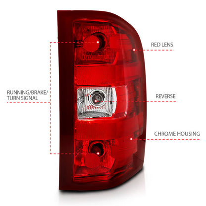 ANZO 2007-2013 Chevy Silverado Taillight Red/Clear Lens (OE Replacement)