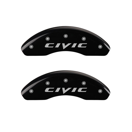 MGP 4 Caliper Covers Engraved Front 2015/Civic Engraved Rear 2015/Civic Black finish silver ch