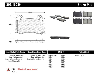 StopTech Performance 10+ Camaro Rear Brake Pads