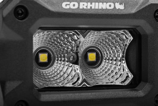 Go Rhino Xplor Bright Series Rectangle LED Flood Light Kit (Surface/Thread Std Mnt) 3x2 - Blk (Pair)