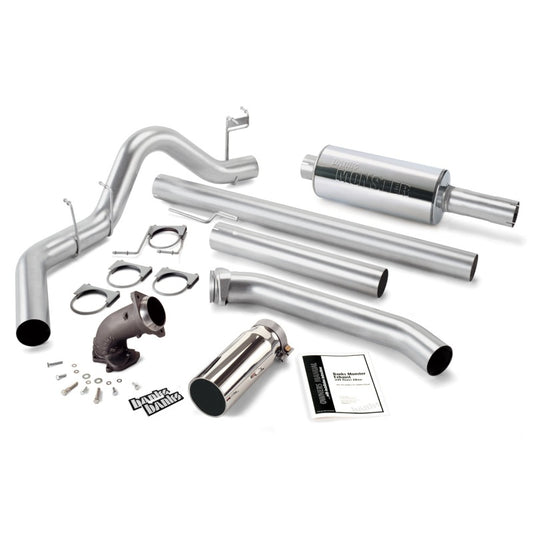 Banks Power 98-02 Dodge 5.9L Ext Cab Monster Exh w/ Power Elbow - SS Single Exh w/ Chrome Tip