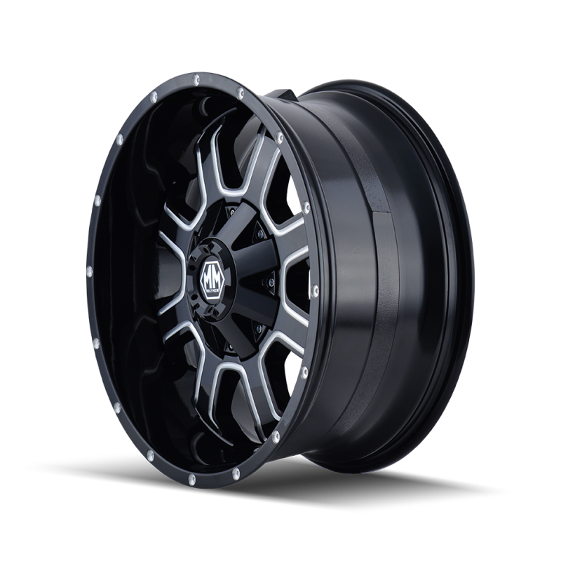 Mayhem 8103 Fierce 22x12 / 8x180 BP / -44mm Offset / 124.1mm Hub Black w/ Milled Spokes Wheel