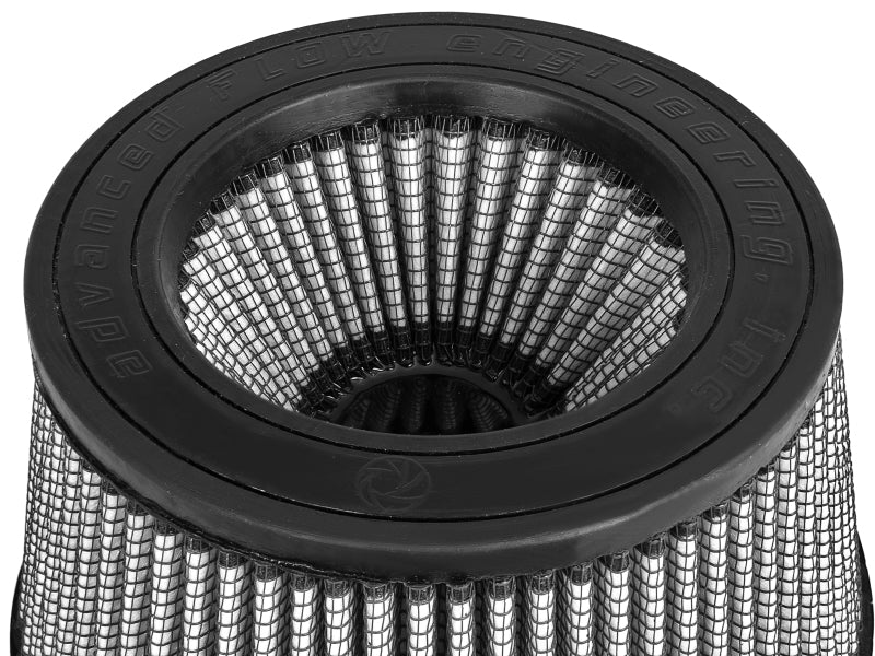 aFe MagnumFLOW Dry S Air Filter 5in. F x 5-3/4in. B x 4-1/2in. T (INV) x 3-1/2in. H - Precision R