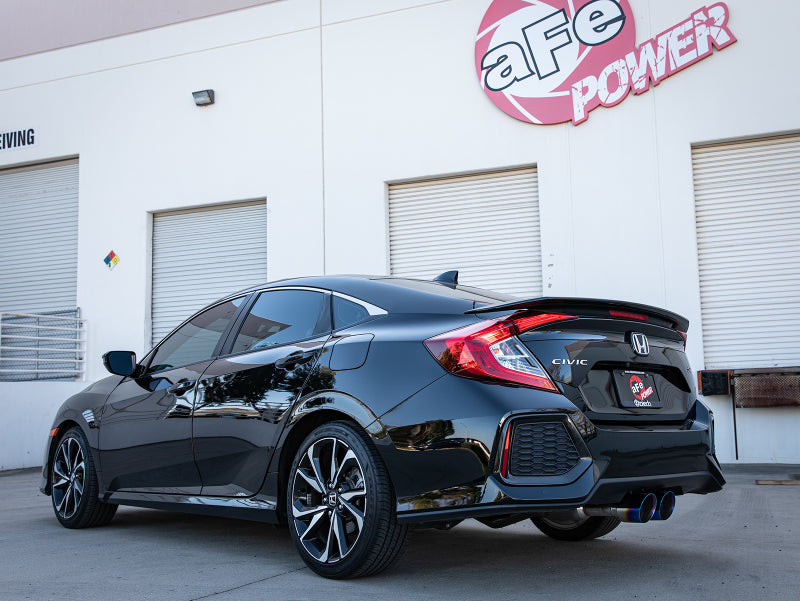 aFe Takeda 2.5in 304 SS Cat-Back Exhaust System w/ Blue Tips 17-20 Honda Civic Si Sedan I4 1.5L