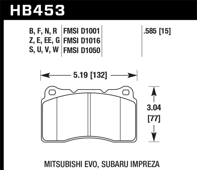 Hawk 03-06 Evo / 04-09 STi / 09-10 Genesis Coupe (Track Only) / 2010 Camaro SS HT-14 Race Front Brak