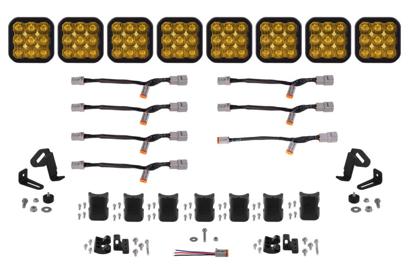 Diode Dynamics SS5 Pro Universal CrossLink 8-Pod Lightbar - Yellow Driving