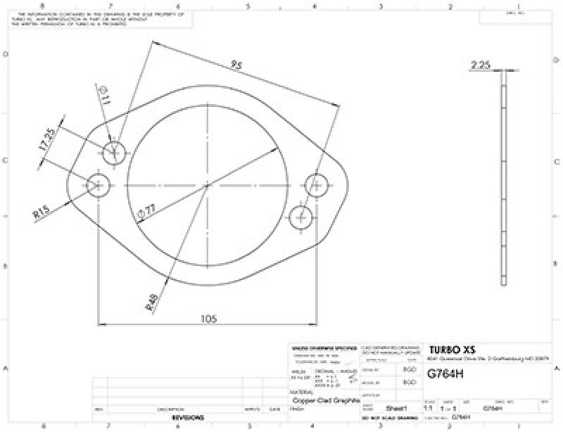 Turbo XS 4 Hole 3in Gasket 105mm Center-to-Center (Fits WS-MP-V2 / WS02-RMA / WS02-RMA-TI)