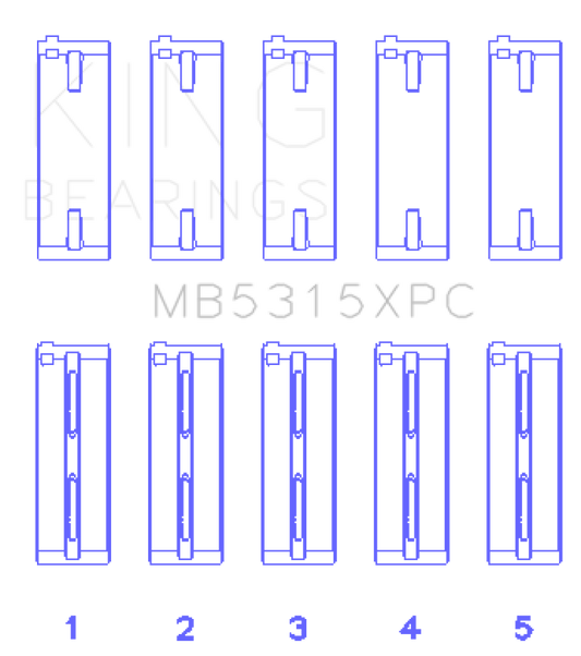 King 1992+ Mitsubishi 4G63/4G64 EVO I-IV (Size 0.25) Coated Performance Main Bearing Set