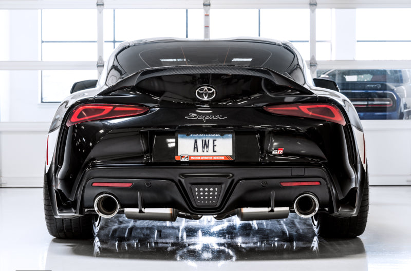 AWE 2020 Toyota Supra A90 Non-Resonated Touring Edition Exhaust - 5in Chrome Silver Tips - Precision R