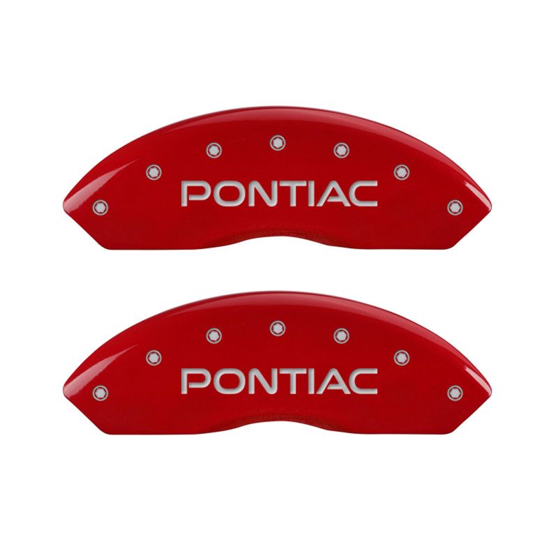 MGP 4 Caliper Covers Engraved Front Pontiac Engraved Rear GXP Red finish silver ch