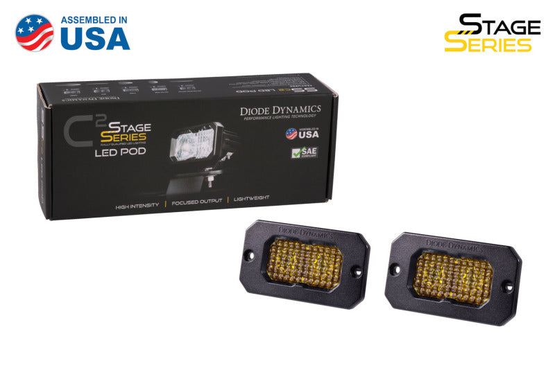 Diode Dynamics Stage Series 2 In LED Pod Sport - Yellow Fog Flush ABL (Pair)