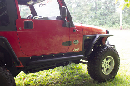 Fishbone Offroad 97-06 Jeep Wrangler TJ Steel Rock Slider - Black Textured Powdercoat