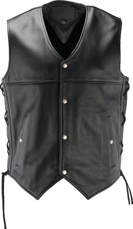 Kuryakyn Leather By River Road Old Skool Leather Vest Black - Small