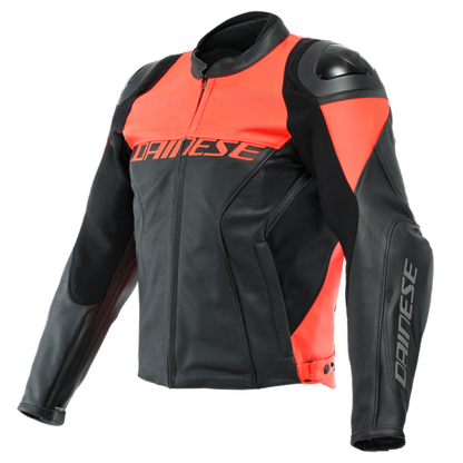 Dainese Racing 4 Leather Jacket Perforated Black/Fluorescent Red Size - 50