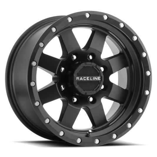 Raceline 935B Defender 18x9in / 8x165.1 BP / 18mm Offset / 130.81mm Bore - Satin Black Wheel