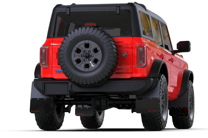 Rally Armor 21-24 Ford Bronco (Plstc Bmpr + RR - NO Rptr/Sprt) Blk Mud Flap w/Met. Blk Logo