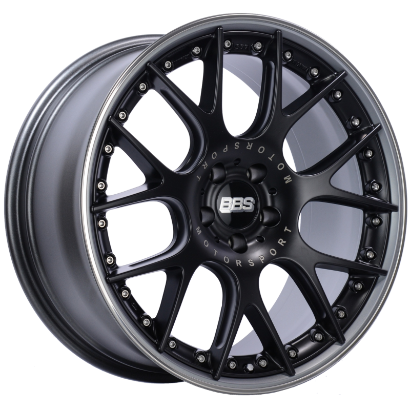 BBS CH-RII 20x9 5x120 ET25 Satin Black Center Platinum Lip SS Rim Prot Wheel -82mm PFS/Clip Req