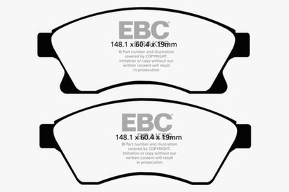 EBC 11+ Chevrolet Cruze 1.4 Turbo (10.9 inch front rotor) Ultimax2 Front Brake Pads