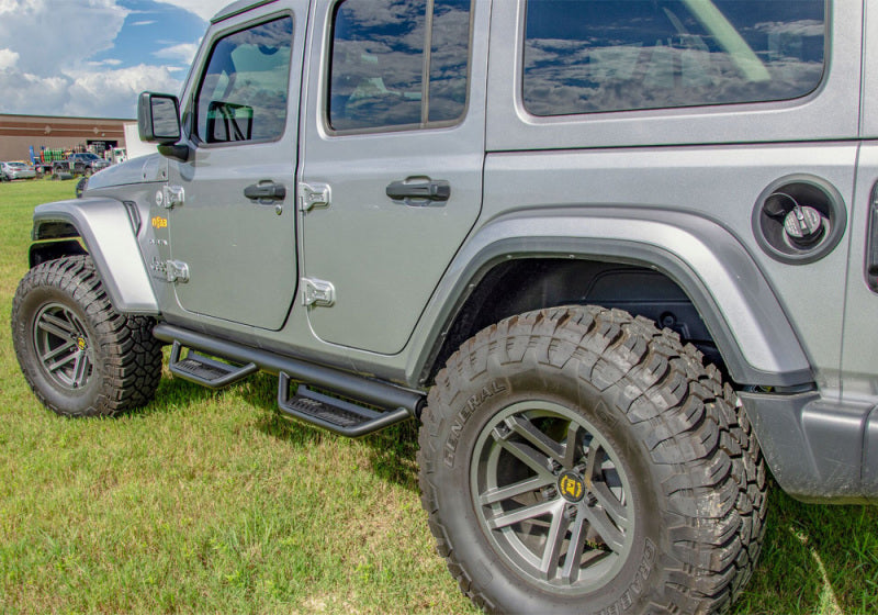 N-Fab Podium LG 2019 Jeep Wrangler JT 4DR Truck - Full Length - Tex. Black - 3in