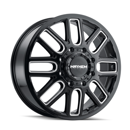 Mayhem 8107D Cogent Dually 22x8.25/8x165.1 BP/115mm Offset/121.3mm Hub Black w/ Milled Spokes Wheel