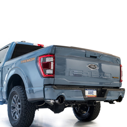 AWE Tuning 2021+ Ford F-150 Tremor (w/ Bumper Cutouts) 0FG Non-Resonated Catback -Diamond Black Tips - Precision R