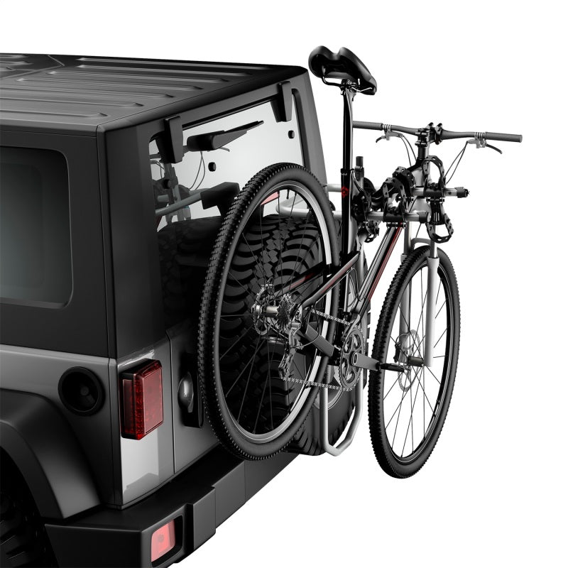 Thule Spare Me PRO - Spare Tire-Mounted Hanging Bike Rack (Fits STD & OS Tires/2 Bikes) - Silver/Blk