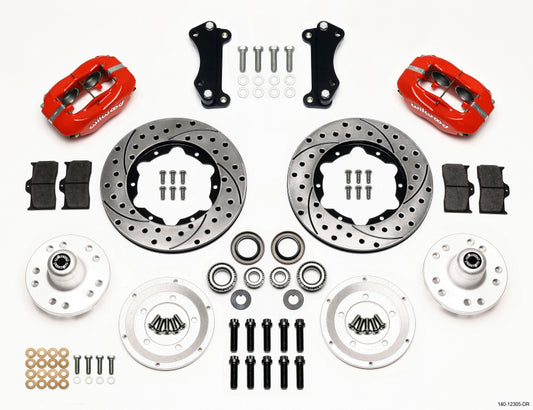 Wilwood Forged Dynalite Front Kit 11.00in Drill-Red Heidts Tri -5 2 inch Drop Spindle