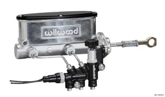 Wilwood HV Tandem M/C Kit w L/H Bracket & Prop Valve - 7/8in Bore Ball Burn.-W/Push