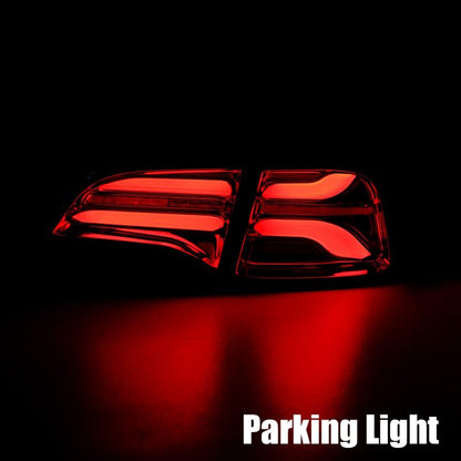 AlphaRex 20-22 Tesla Model Y PRO-Series LED Tail Lights Jet Black w/Seq Sig