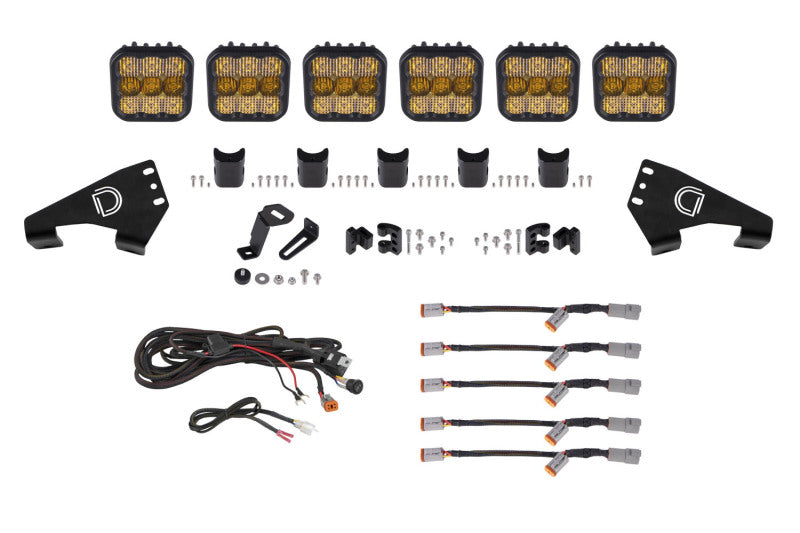 Diode Dynamics 20-Present Polaris RZR SS5 Sport CrossLink Roof - Yellow Combo Lightbar Kit