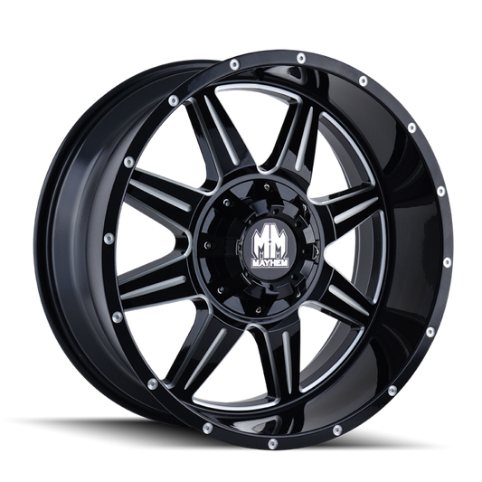 Mayhem 8100 Monstir 22x10 / 6x135 BP / -19mm Offset / 106mm Hub Black w/ Milled Spokes Wheel