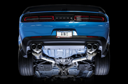 AWE Tuning 2015+ Dodge Challenger 6.4L/6.2L Non-Resonated Touring Edition Exhaust - Quad Silver Tips - Precision R