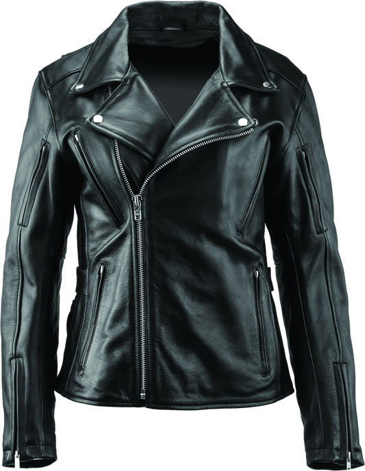 River Road Ironclad Classic Leather Jacket Black Womens - Large