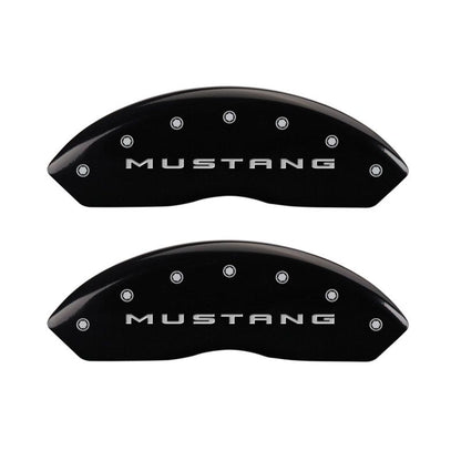 MGP 4 Caliper Covers Engraved Front 2015/Mustang Engraved Rear 2015/Bar & Pony Black finish slvr ch