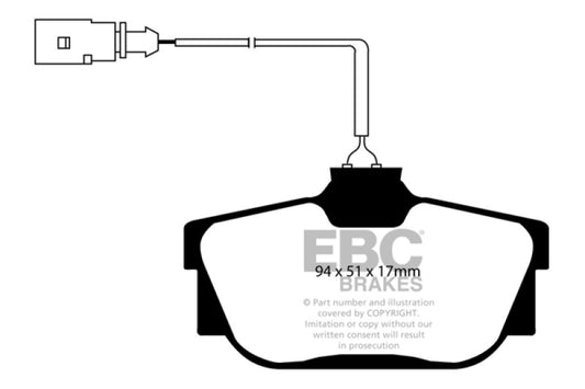 EBC 00 Volkswagen Eurovan 2.8 (ATE) with Wear Leads Ultimax2 Rear Brake Pads