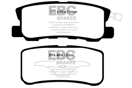 EBC 09+ Jeep Compass 2.0 (302mm Rear Rotors) Greenstuff Rear Brake Pads