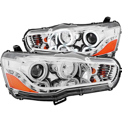 ANZO 2008-2015 Mitsubishi Lancer Projector Headlights w/ Halo Chrome (CCFL)