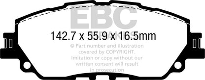 EBC 19+ Lexus ES300H 2.5L Hybrid Ultimax Front Brake Pads