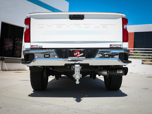 aFe Large Bore-HD 5 IN 409 SS DPF-Back Exhaust System w/Black Tip 20-21 GM Truck V8-6.6L