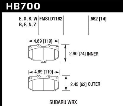 Hawk 06-07 Subaru WRX Blue 9012 Front Race Pads